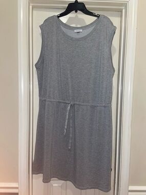 Calvin Klein Light Gray Sleeveless Midi Drawstring Dress